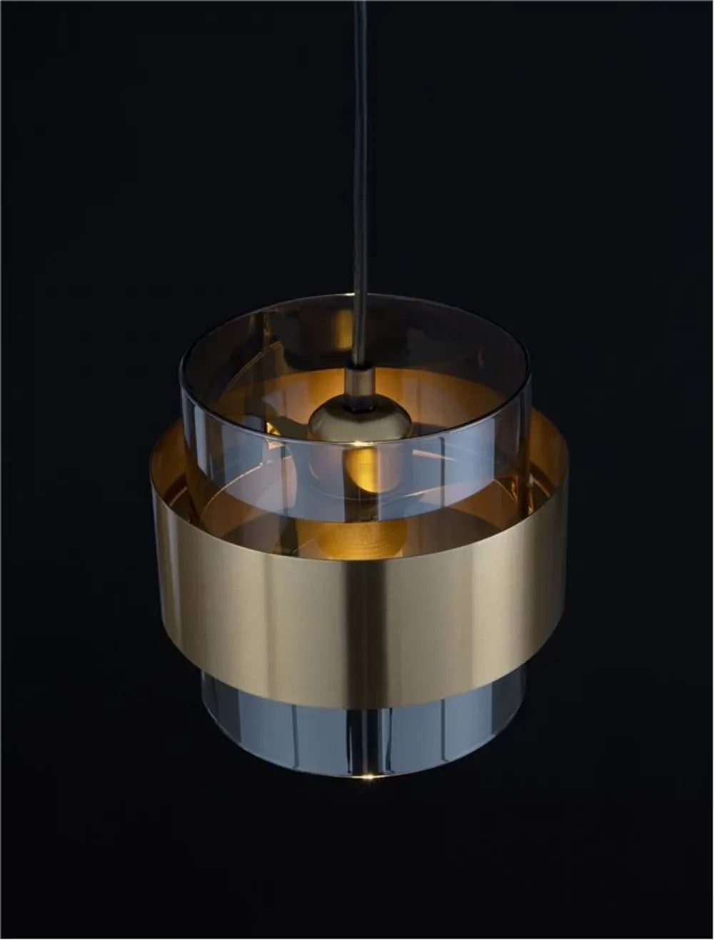 Pendul structura din Metal Auriu si abajur din Sticla Fumuriu H220xL18cm IP20 SIANNA