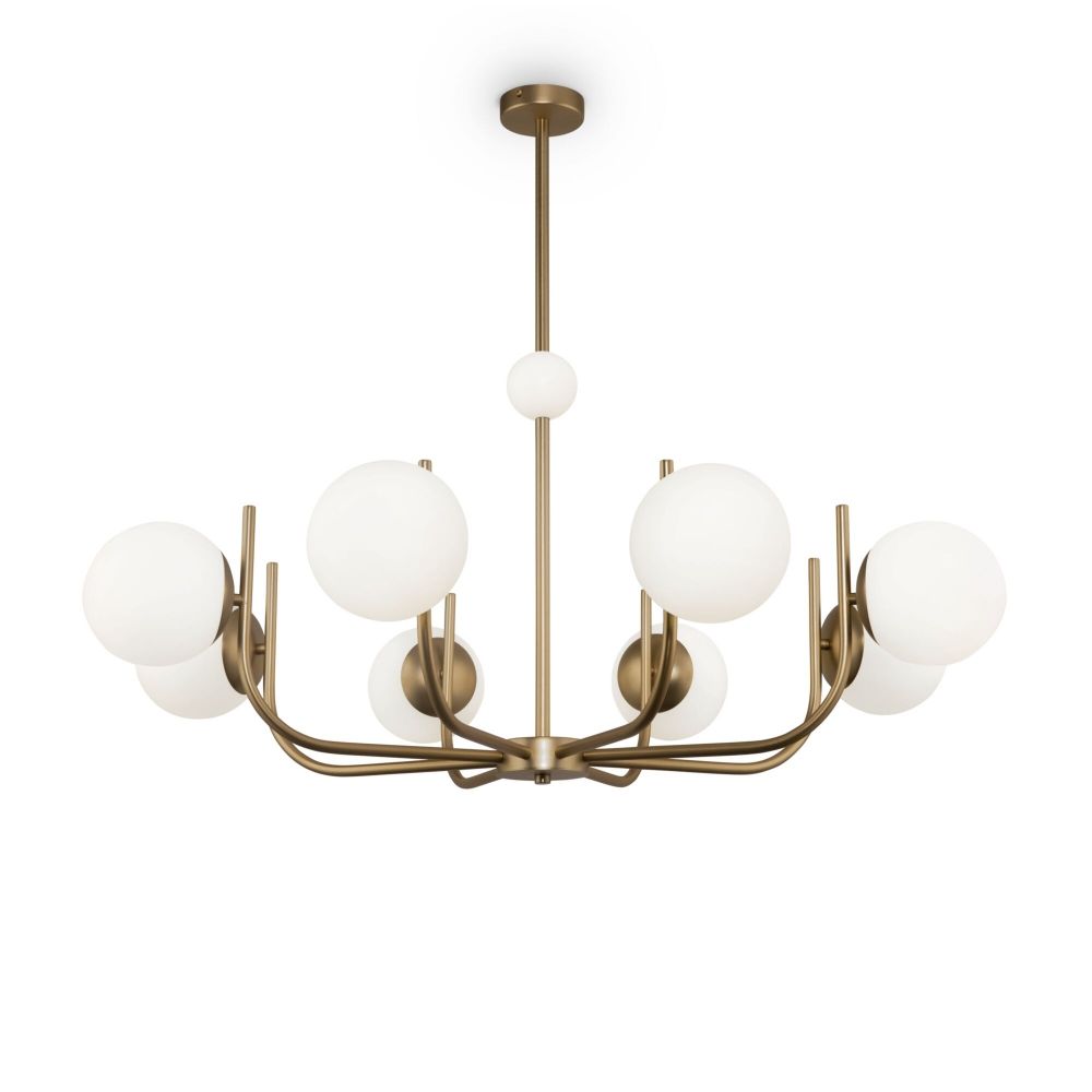Lustra rotunda din Sticla Alb cu 8 becuri D103xH79cm Rendez-vous