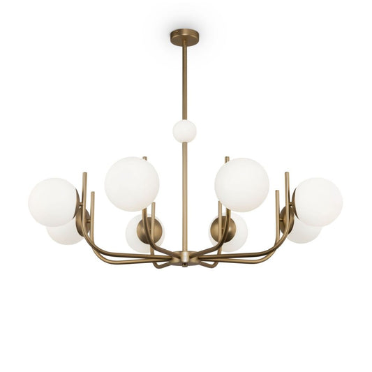 Lustra rotunda din Sticla Alb cu 8 becuri D103xH79cm Rendez-vous