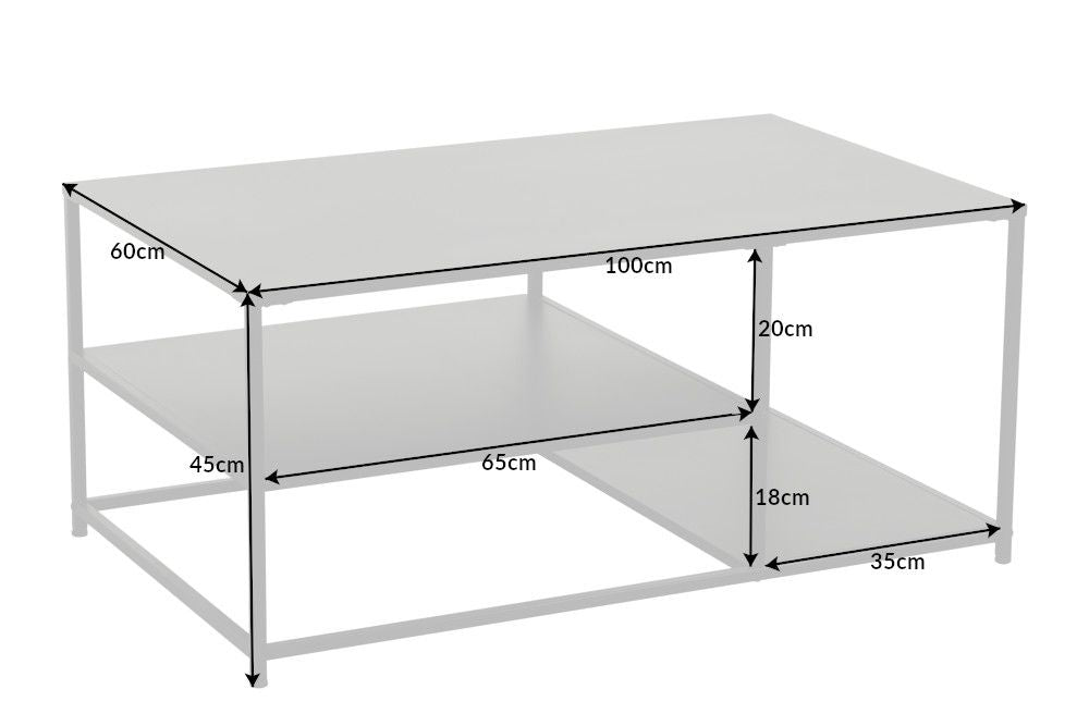 Masuta de cafea Dreptunghiulara din Metal Negru L100xH45cm Dura Steel
