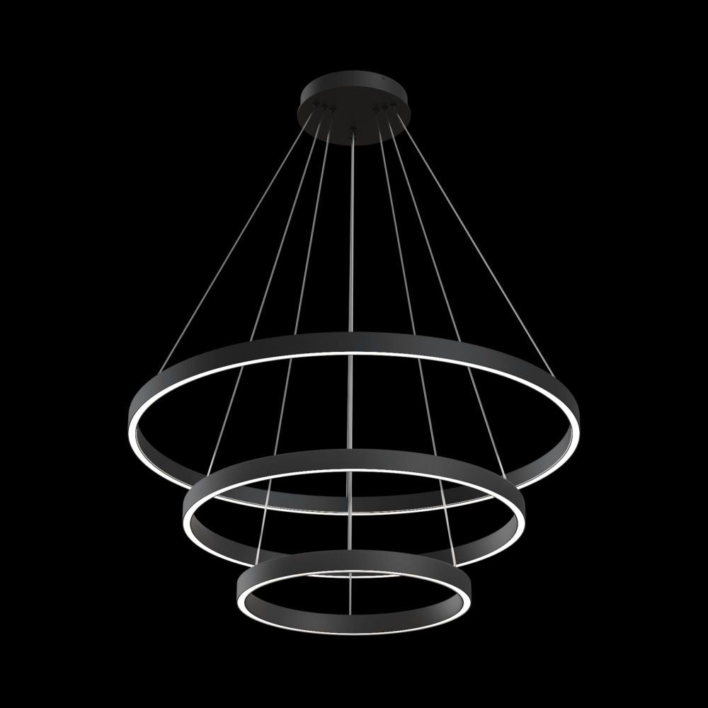 Lustra rotunda cu inaltime reglabila din Aluminiu Negru cu LED D80xH120cm Rim