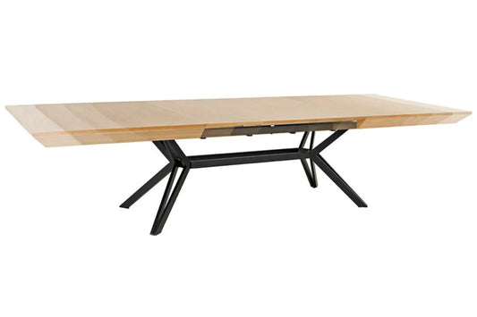 Masa extensibila din MDF/Funir de stejar Maro si Metal Negru L200-320xH76cm GIANT