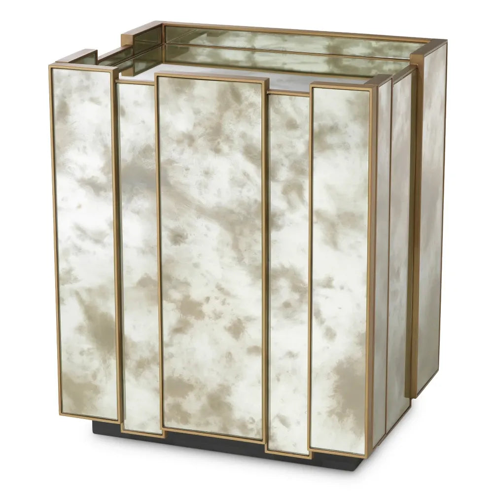 Noptiera dreapta din Oglinda antichizata/MDF/Funir de stejar L57.5xH68.5cm Nottingham Eichholtz