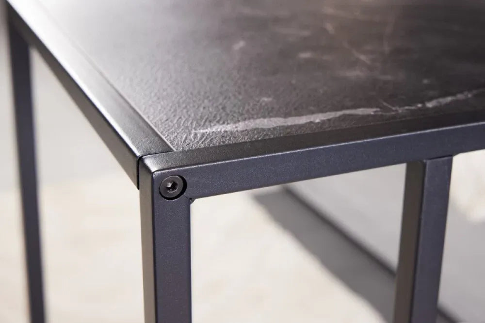 Masuta laterala Dreptunghiulara din Lemn stratificat Gri antracit si Metal Negru L43xH63cm Slim