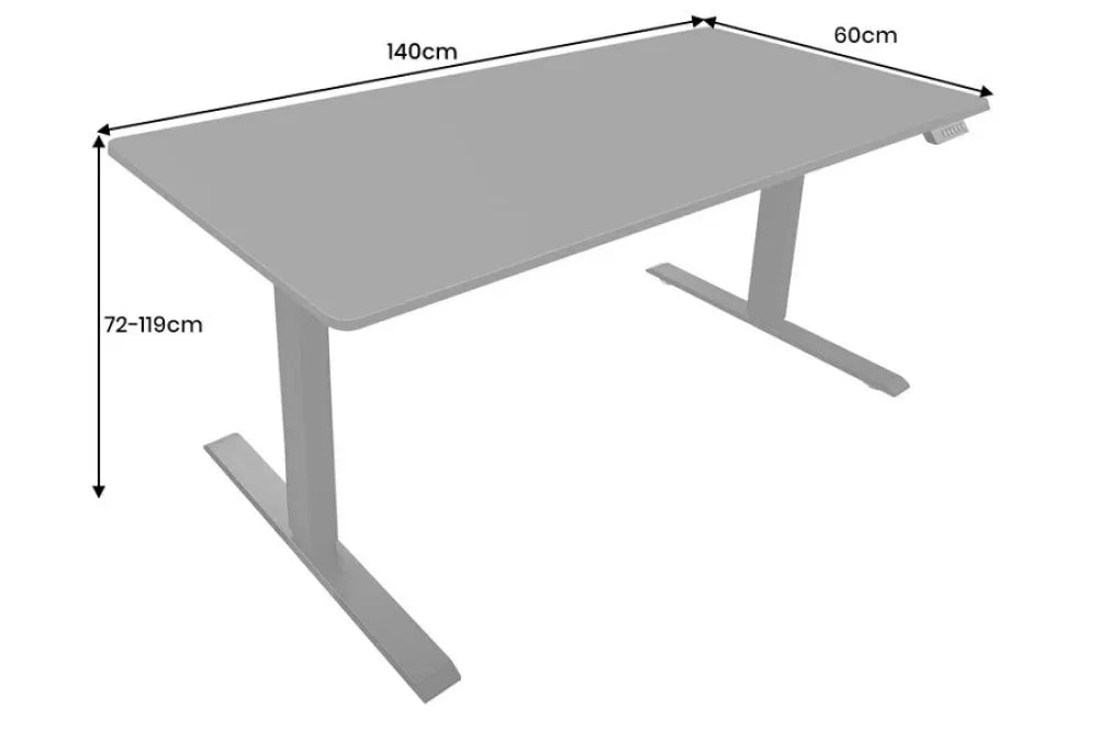 Birou cu inaltime reglabila din MDF Negru si Metal Negru L140xH72-119cm BLACK DESK