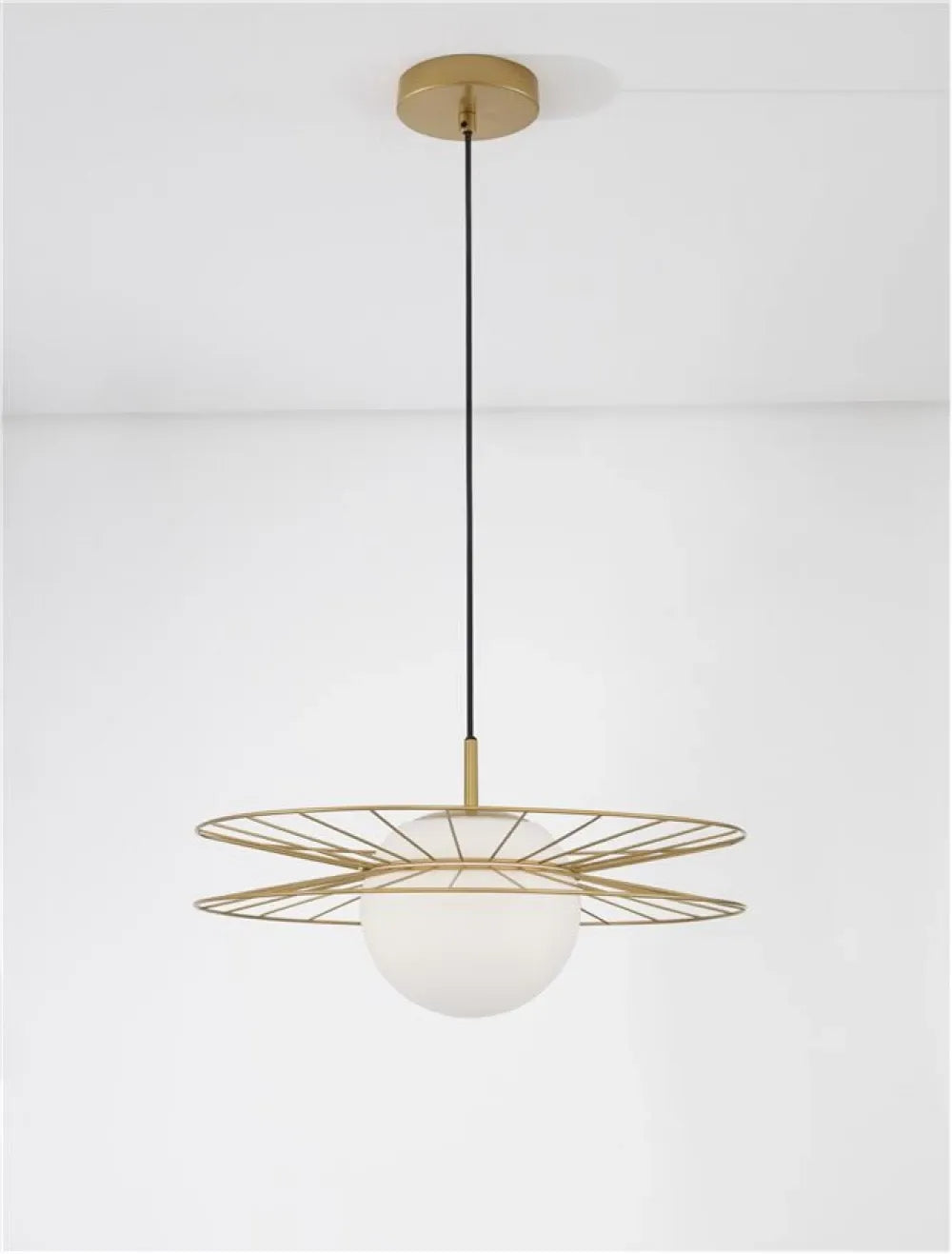 Pendul structura din Metal Auriu si abajur din Sticla Alb H150xL45cm IP20 ELLERY
