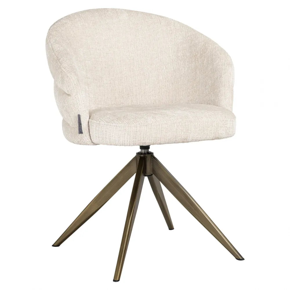 Scaun tapitat cu Chenille Bej cu picioare din Metal Auriu H79xL60xA61cm Zendaya Richmond Interiors