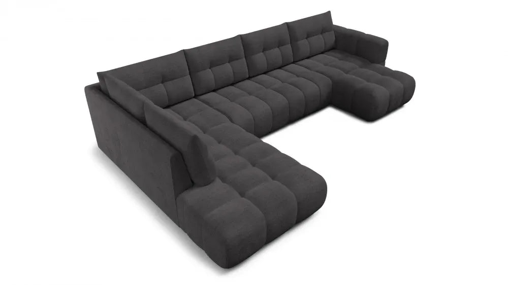 Coltar in forma de U tapitat cu material pet friendly Alias gri L374 x 219cm