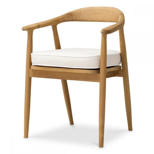 Scaun de exterior din Lemn de tec Maro si Stofa Alb H77.5xL58xA56cm Beale Eichholtz