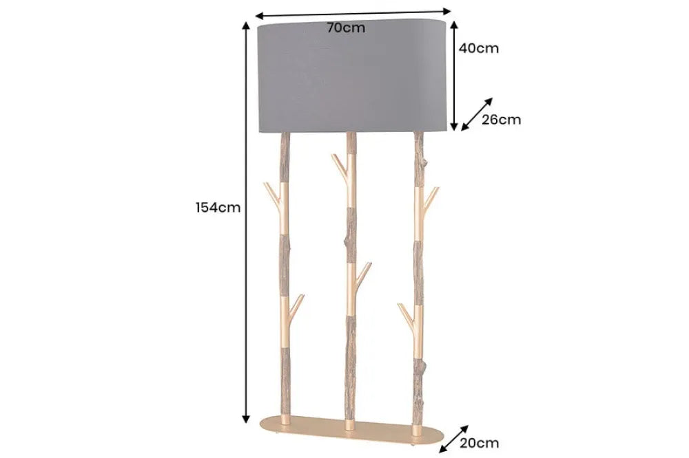 Lampa de podea din Metal/Lemn Auriu/Maro si Textil Negru L70xH154cm JEWELRY