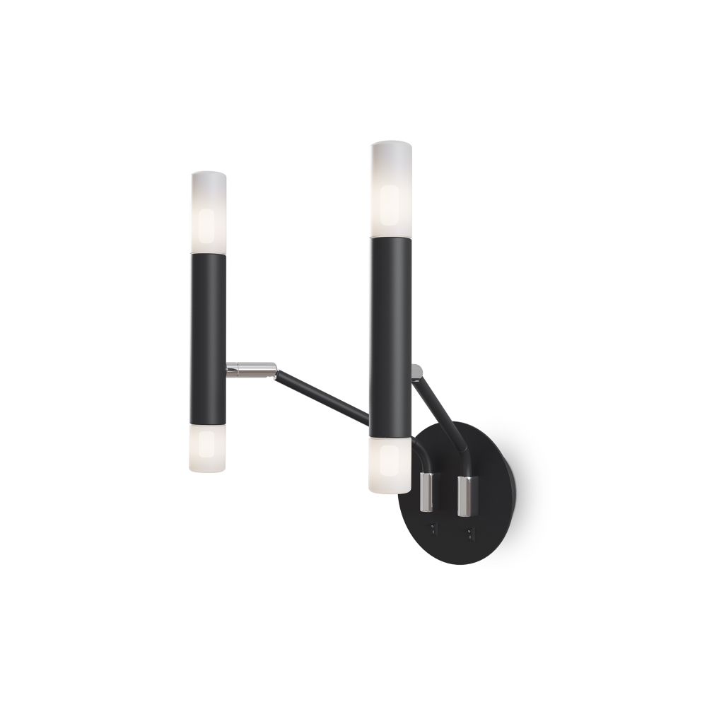 Aplica de perete Metal si Sticla Negru/Alb mat L25xH35cm Vigo