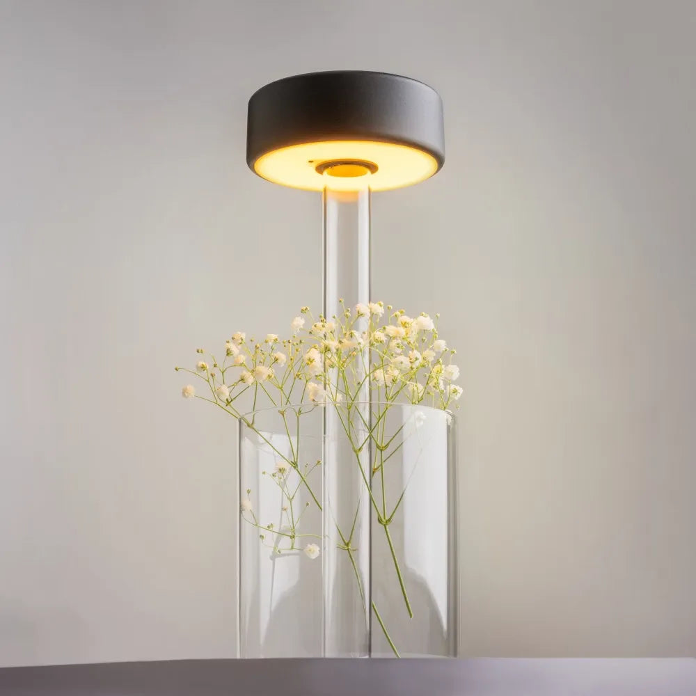 Veioza din Sticla Transparent si Aluminiu Negru H34.8xD12cm AI Collaboration