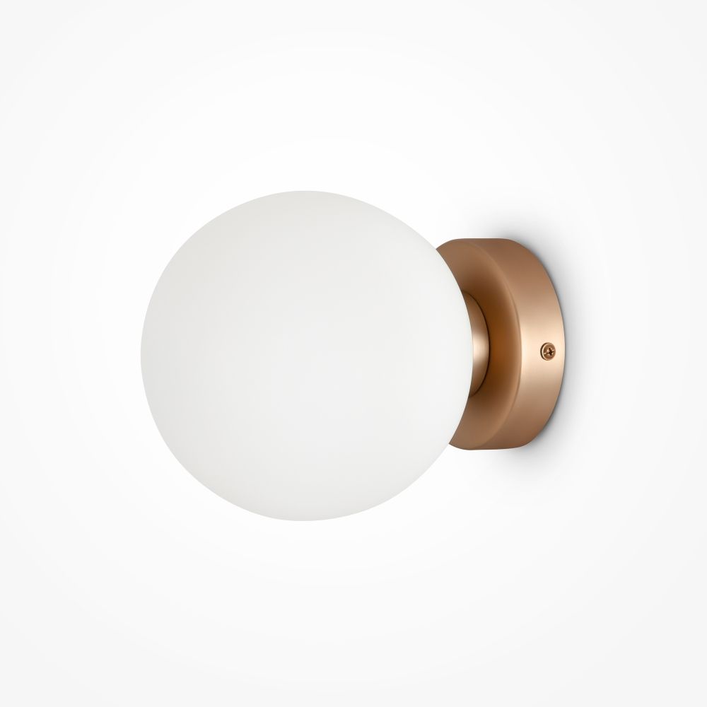 Aplica de perete Metal si Sticla Auriu/Alb D15xH15cm Basic form