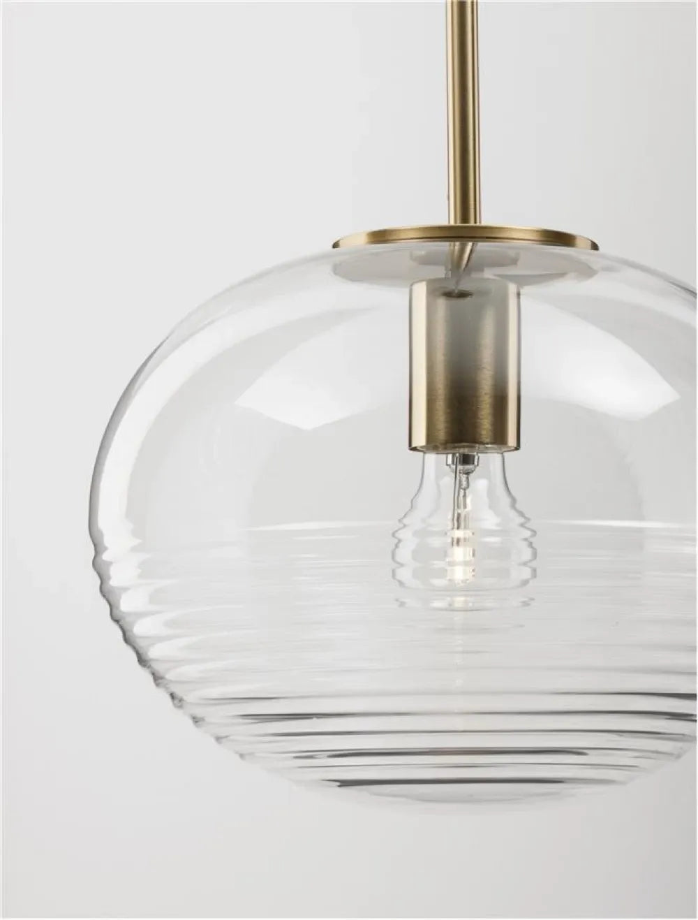 Pendul structura din Metal Auriu si abajur din Sticla Transparent H190xL28cm IP20 MAEVE
