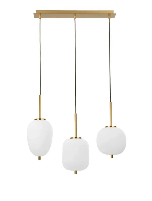Lustra structura din Metal Auriu si abajur din Sticla Alb H120xL53cm IP20 LATO