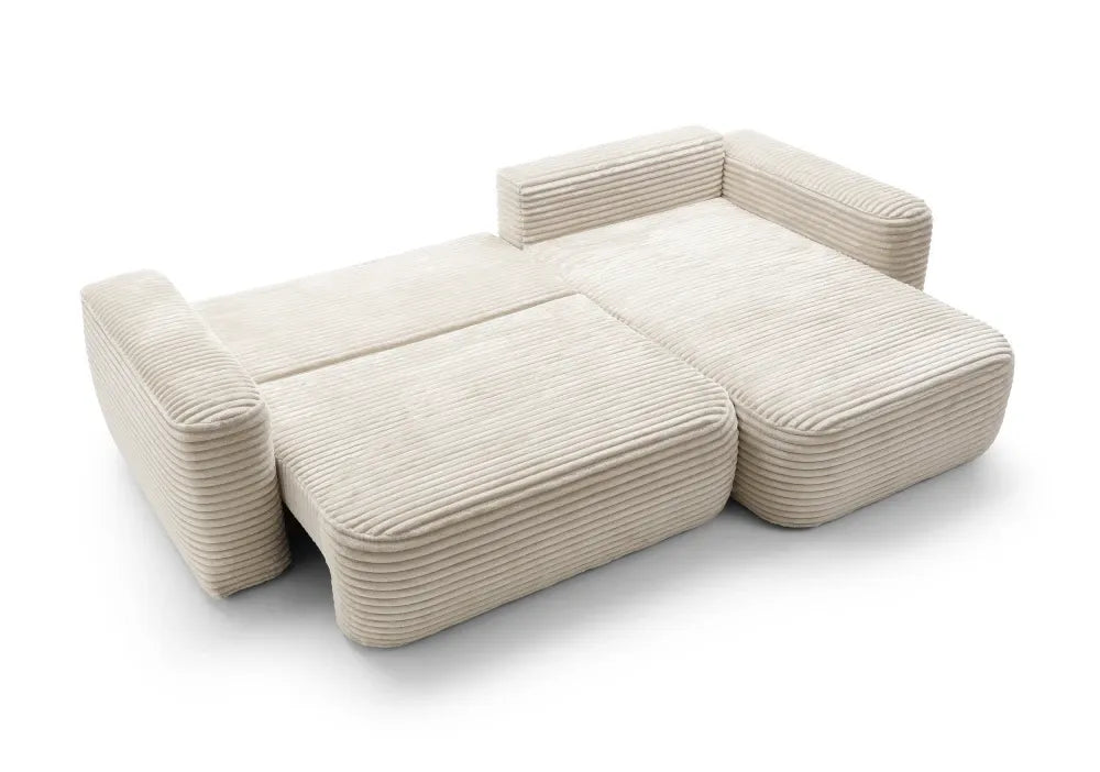 Coltar extensibil tapitat cu Corduroy Bej cu lada depozitare Billy