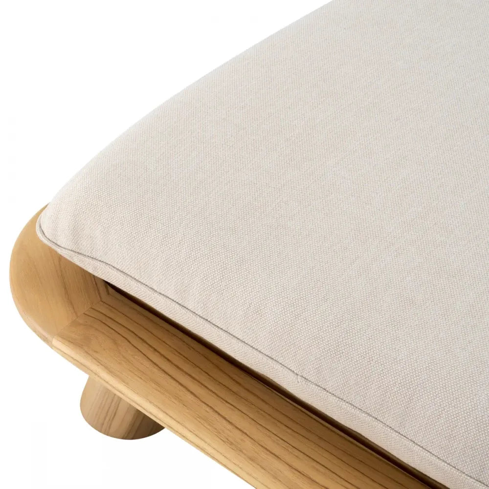 Sezlong de exterior din Lemn de tec Maro si Stofa Bej H96xL210cm Weston Eichholtz