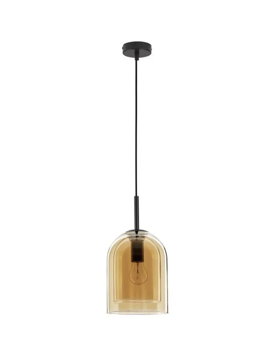 Pendul structura din Metal Negru si abajur din Sticla Auriu H240xL18cm IP20 VELOR