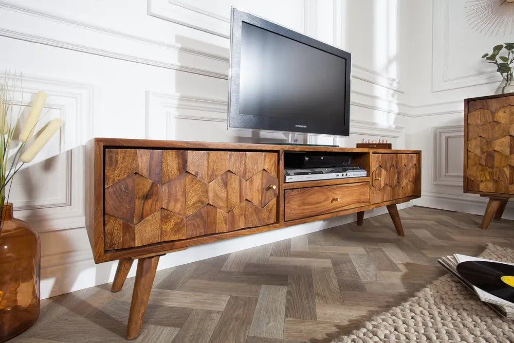 Comoda TV din Lemn de sheesham Maro L140xH45cm MYSTIC LIVING