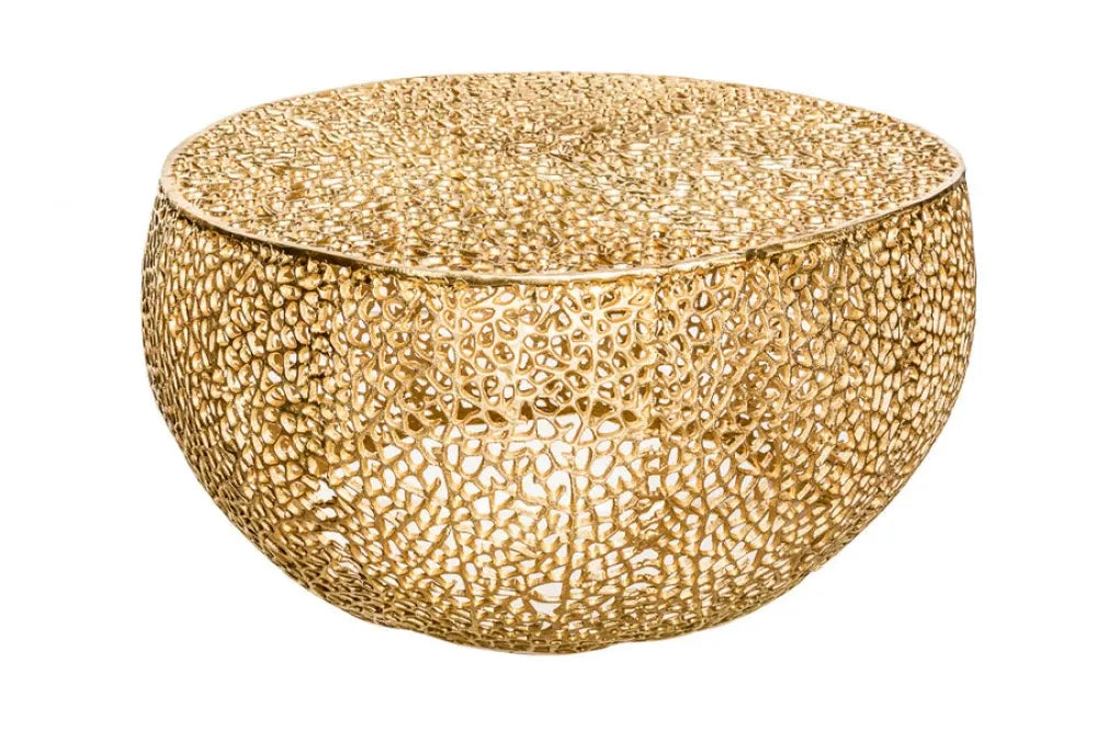 Masuta de cafea din Metal Auriu D80xH41cm Leaf