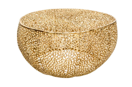 Masuta de cafea din Metal Auriu D80xH41cm Leaf