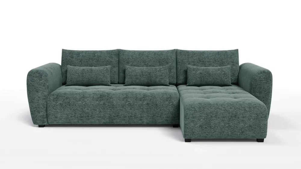 Coltar in forma de L tapitat cu Chenille Verde Sajma 11 L293x171cm Trezzo