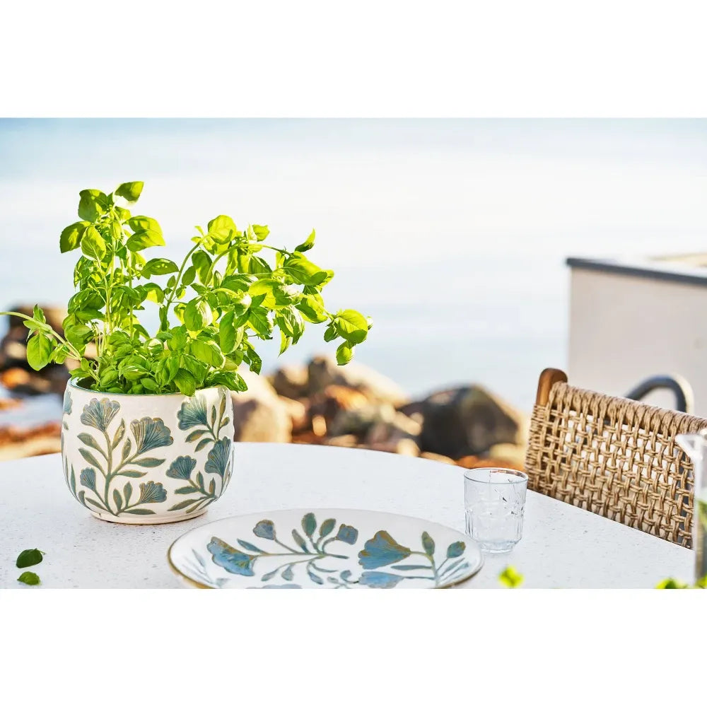 Ghiveci decorativ din Ceramica Alb/Albastru D22,5xH17,5cm HN1237
