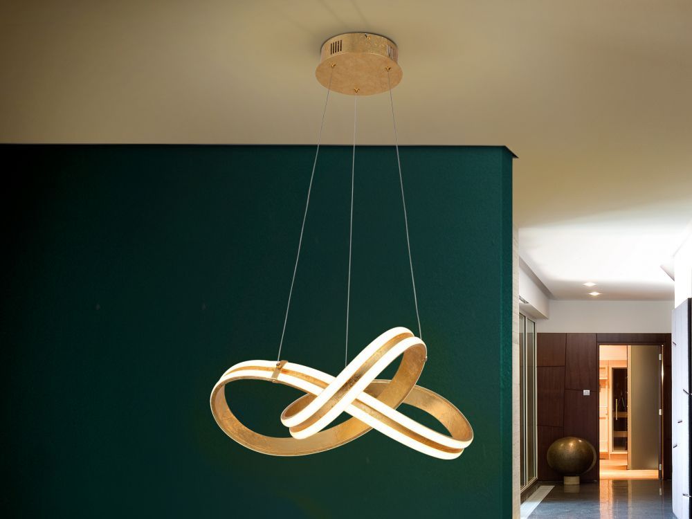 Lustra rotunda cu inaltime reglabila din Aluminiu Auriu cu LED D52xH120cm Lazas