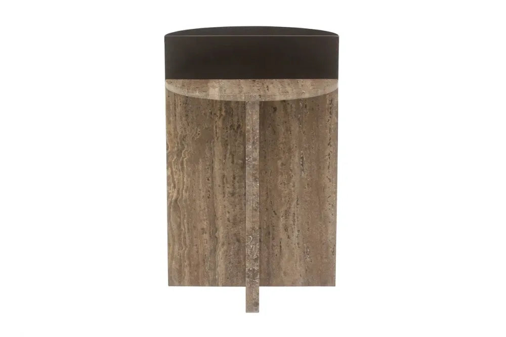 Masuta laterala din MDF/Metal Maro si Travertin Maro D40xH60cm Russo Richmond interiors