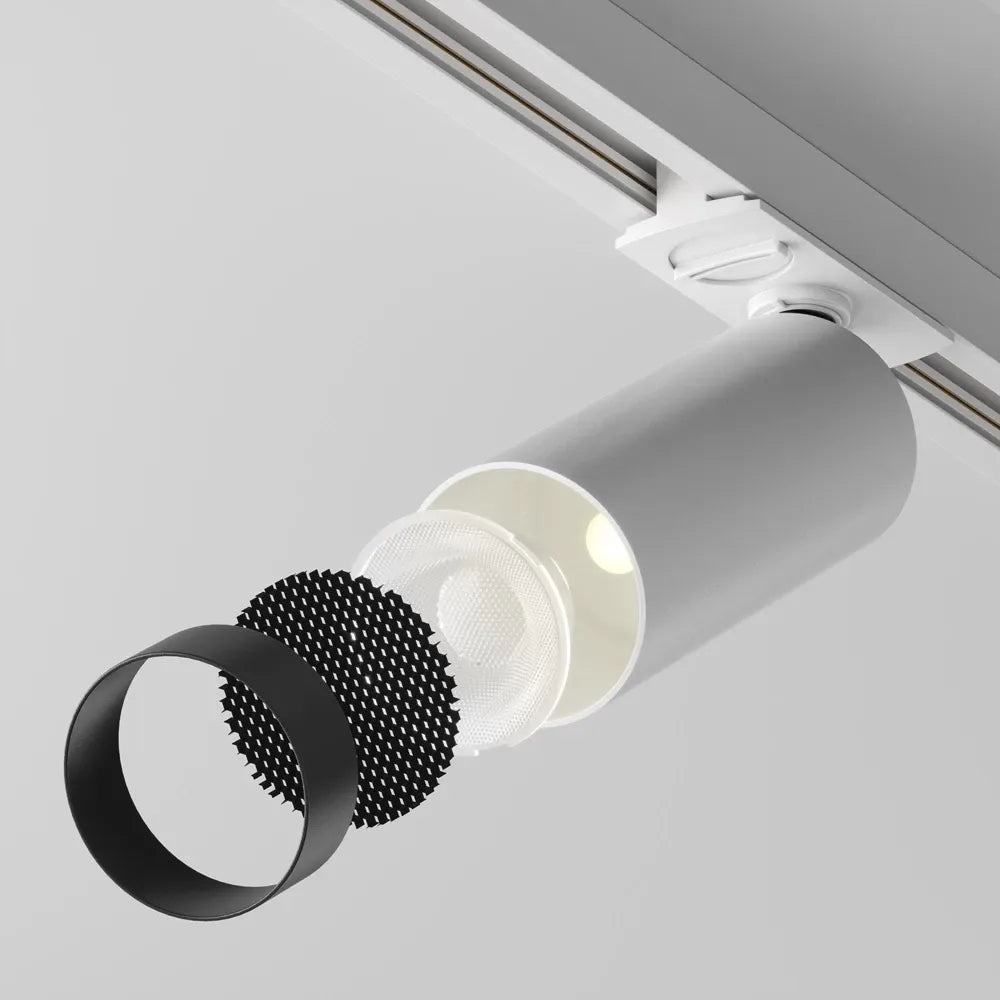 Spot dimabil pentru sina Unity din Aluminiu Alb H16xD5cm IP 20 12W 900lm 3000k Focus LED