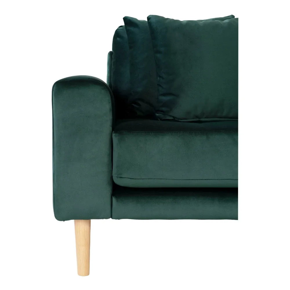 Coltar cu orientare dreapta cu picioare din lemn de fag maro tapitat cu Catifea Verde L290xH76cm Lido