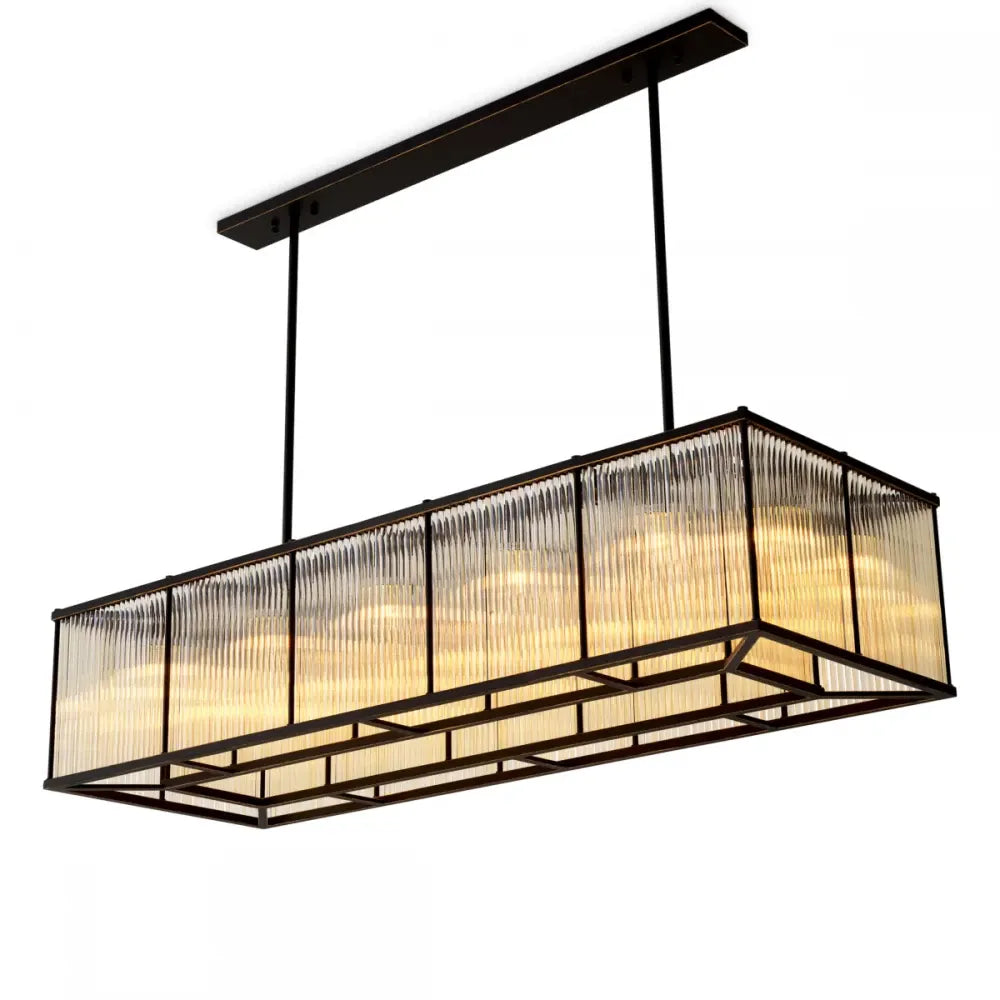 Candelabru din Otel inoxdabil Bronz si Sticla Transparent H30xL140cm Bernadi Eichholtz