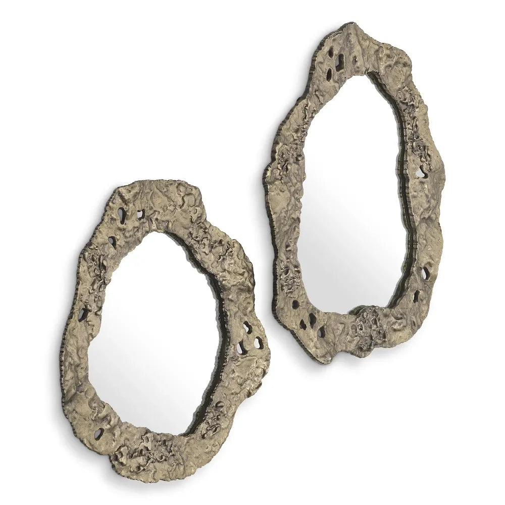 Set 2 oglinzi cu rama din Metal/MDF Alama antichizata L35/38xH35.5/44cm Foggia Eichholtz