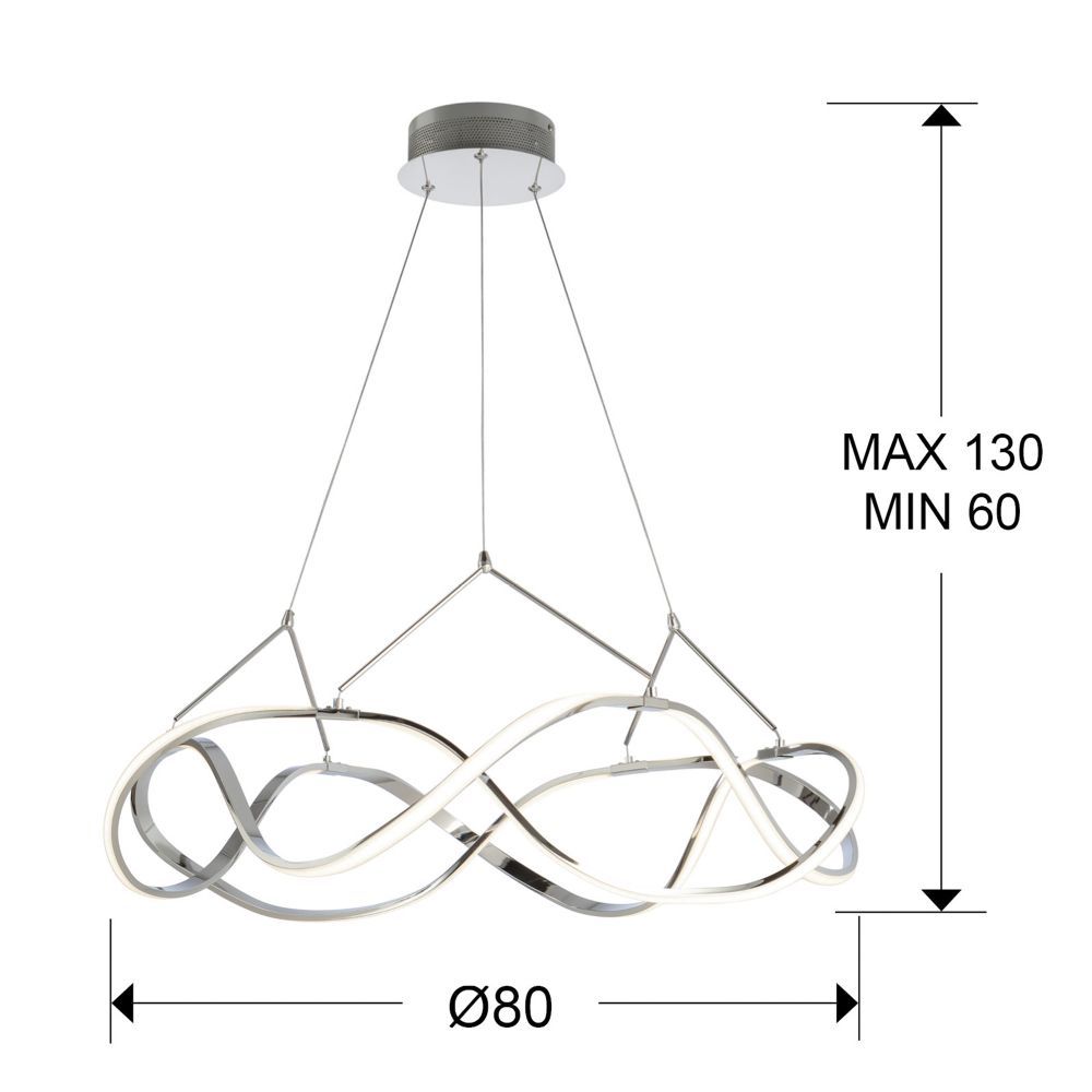 Lustra rotunda cu inaltime reglabila din Aluminiu Argintiu cu LED D80xH130cm Molly
