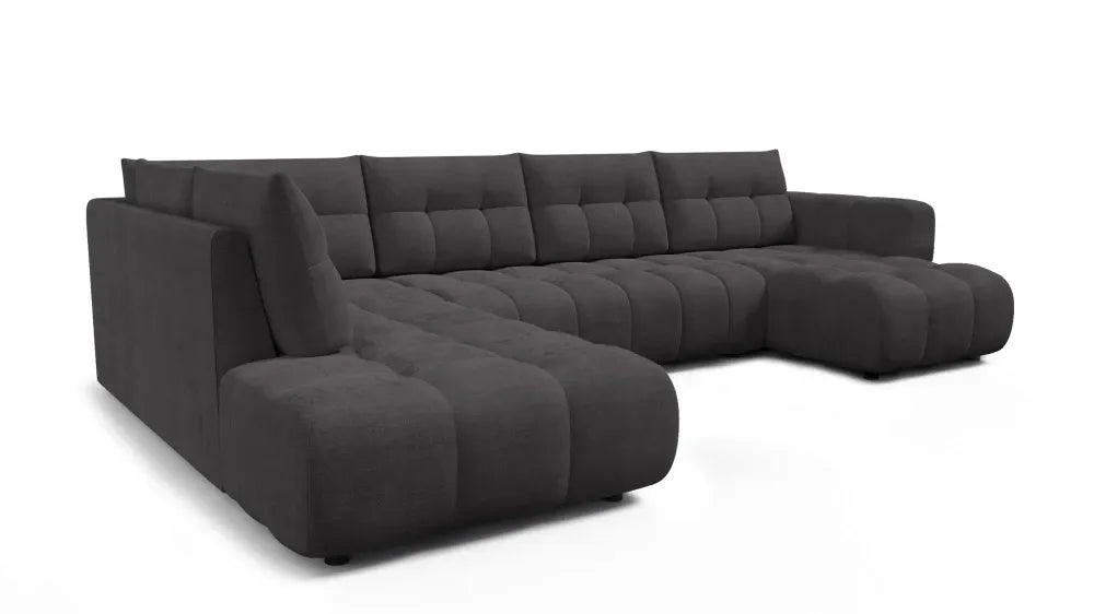 Coltar in forma de U tapitat cu material pet friendly Alias gri L374 x 219cm