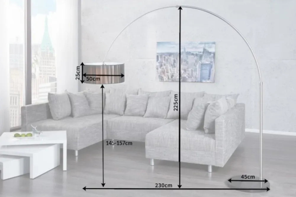 Lampa de podea din Marmura/Metal Negru si Textil Negru H225xL230cm Extenso
