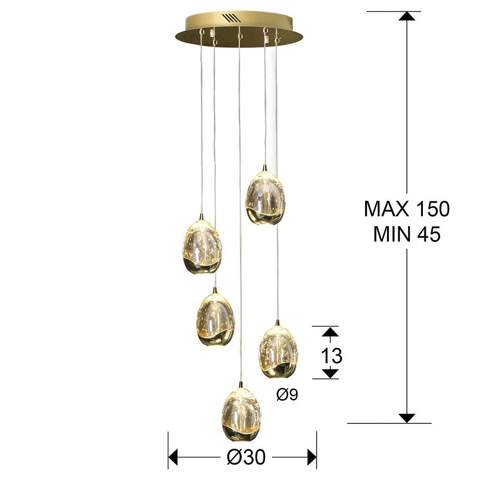 Lustra rotunda cu inaltime reglabila din Sticla Transparent cu LED D30xH150cm Rocio