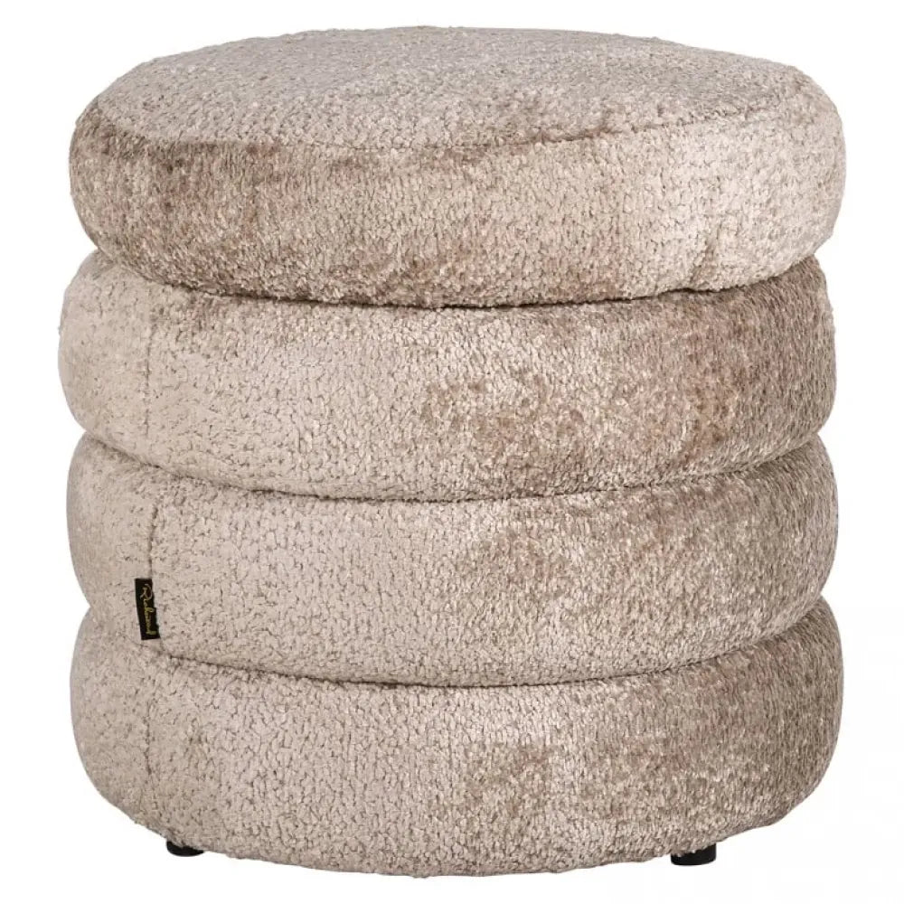 Puf tapitata cu Blanita artificiala Bej D50xH45cm Adele Richmond Interiors