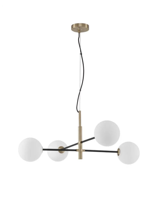 Lustra structura din Metal Negru/Auriu si abajur din Sticla Alb H130xL103cm IP20 VITRA