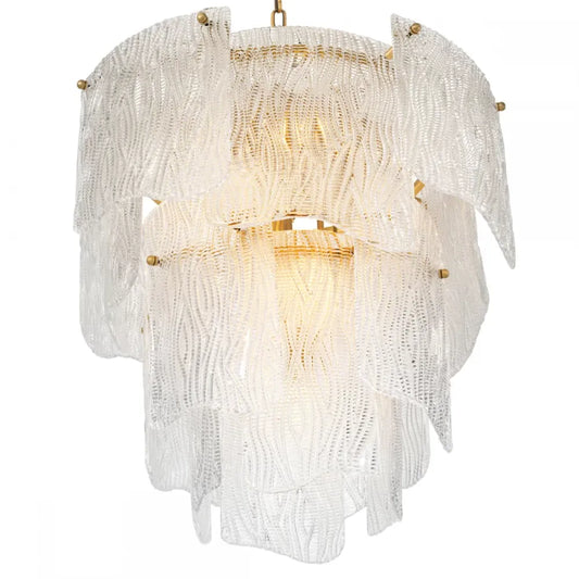 Candelabru din Otel inoxdabil Alama atichizata si Sticla texturata Transparent H60xD61cm Asinara S Eichholtz