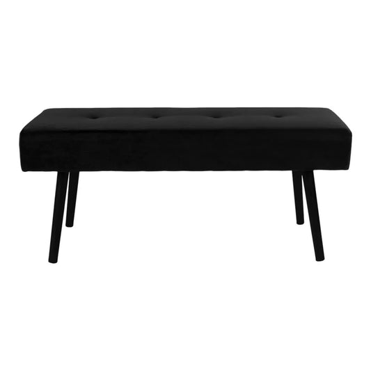 Bancheta din Metal Negru si Catifea Negru H44xL100cm Skiby