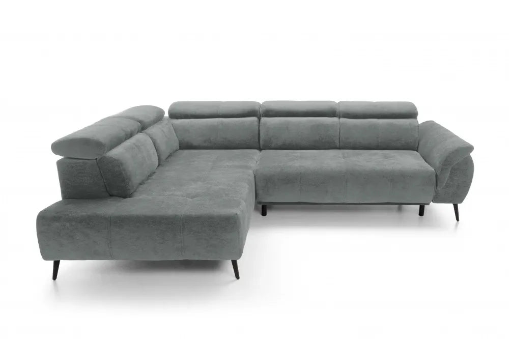 Coltar extensibil electric tapitat cu Chenille Gri Inchis cu lada depozitare Genova II