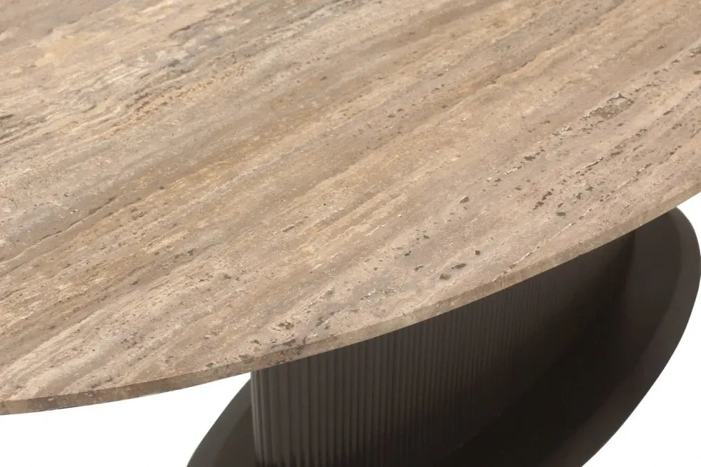 Masa ovala din MDF/Metal Maro si Travertin Maro L235xH76cm Russo Richmond interiors