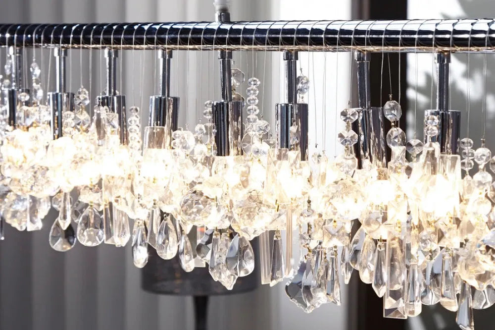 Candelabru din Metal Argintiu si Acrilic Transparent L120xH30cm Diamonds