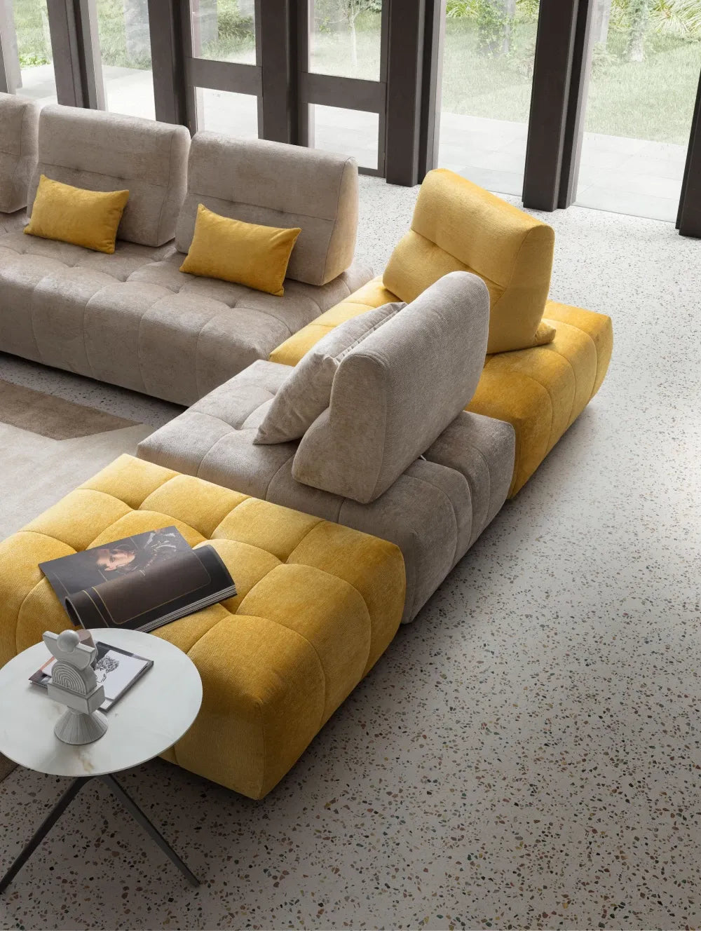 Coltar fix in forma de U modular cu spatar retractabil L375cm Byron