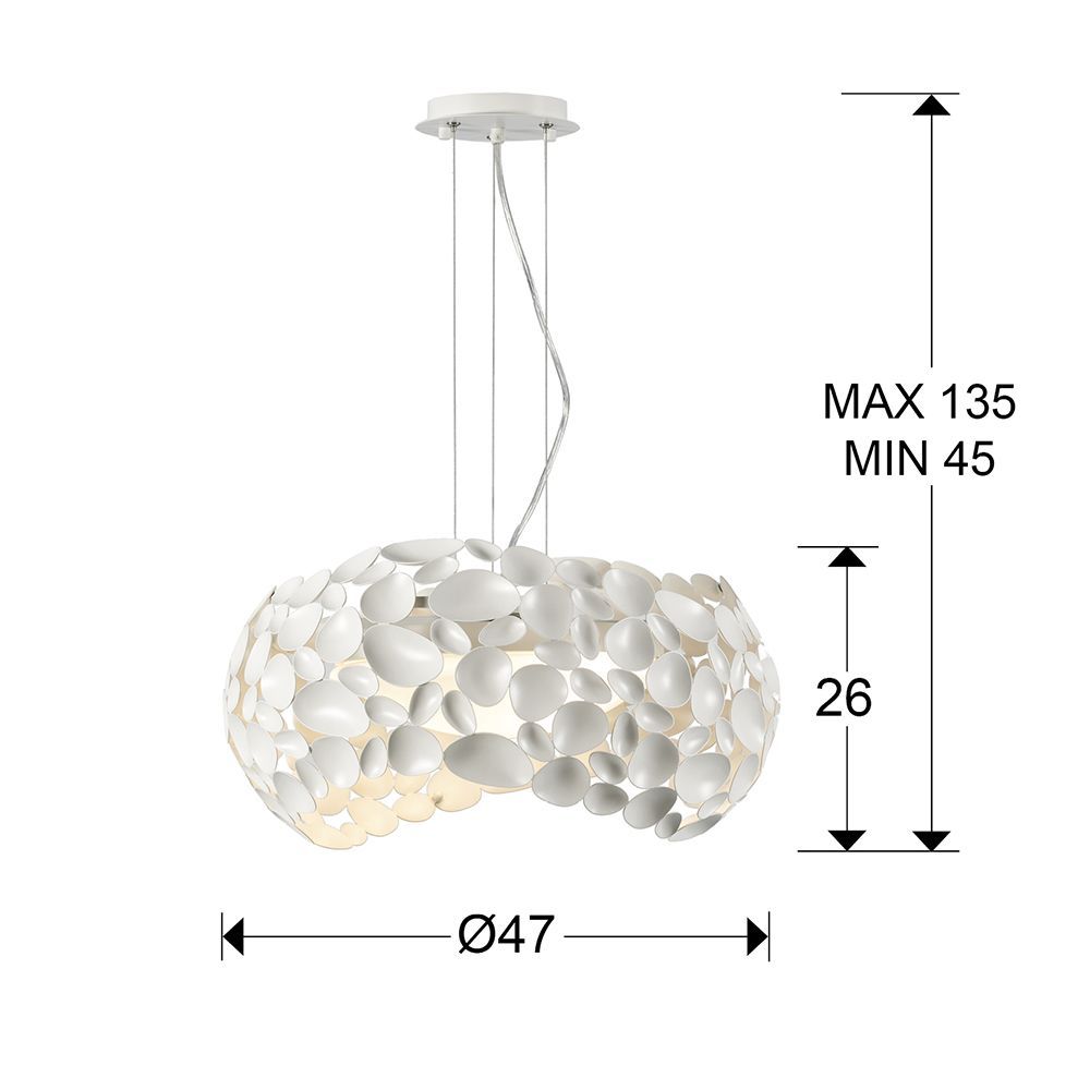 Lustra rotunda cu inaltime reglabila din Metal Alb cu 5 becuri D47xH135cm Narisa