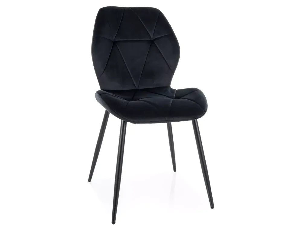 Set 2 scaune din Catifea Negru si Metal Negru Hx86Lx48xA56cm Rick