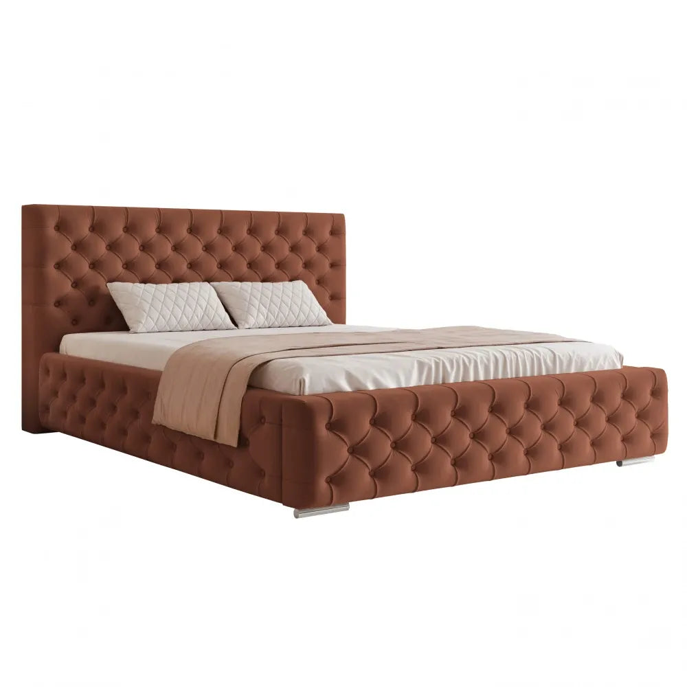 Pat 120 x 200 tapitat cu Stofa Kronos Teracota Noah