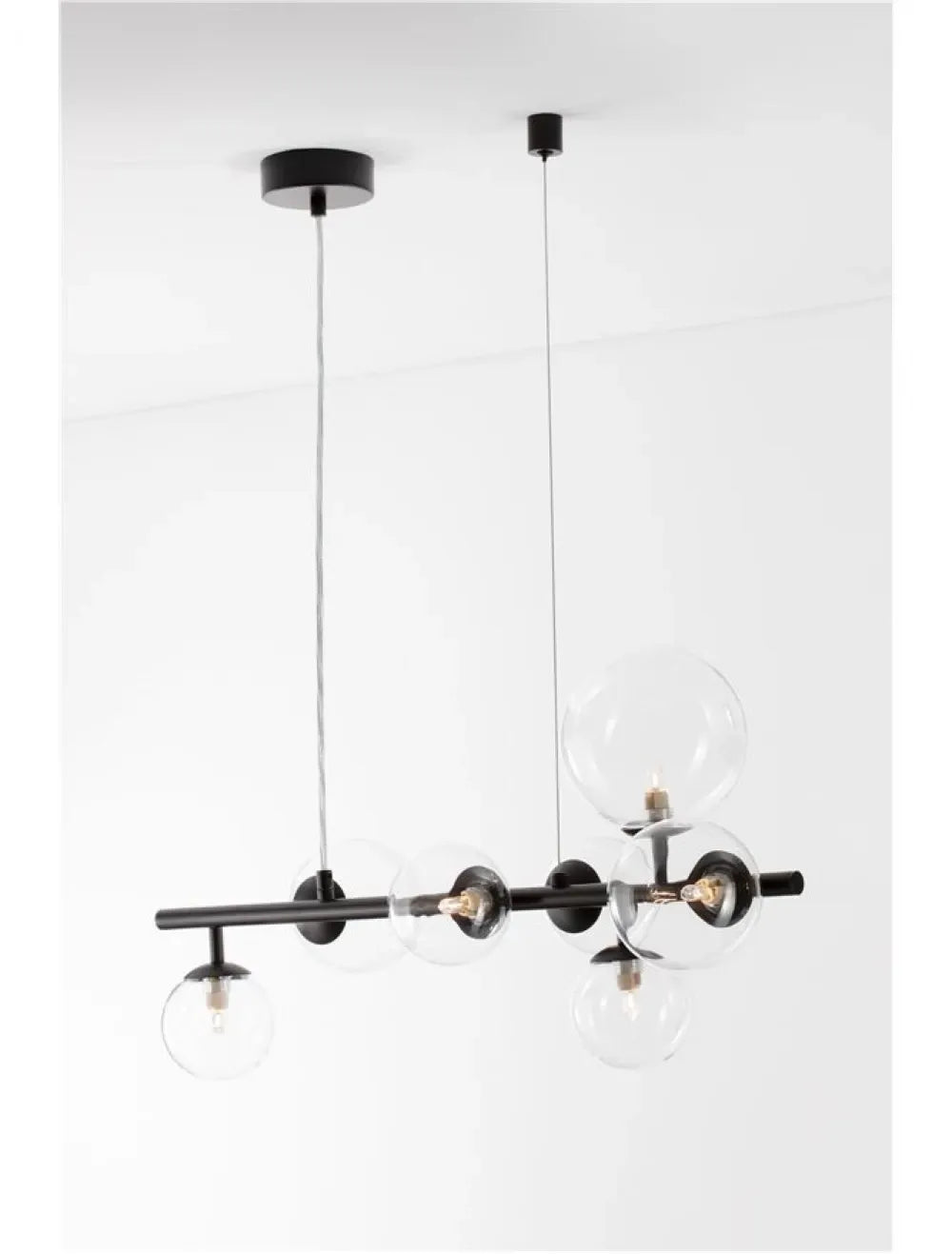 Lustra structura din Metal Negru si abajur din Sticla Transparent H120xL65cm IP20 ODILLIA