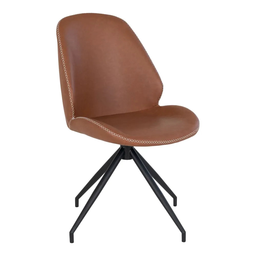 Set 2 scaune din Metal Negru si Piele sintetica Maro H88xL50xA60cm Monte Carlo